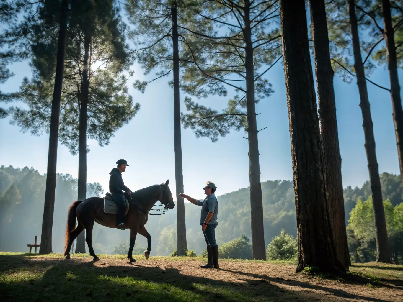 A CAVAL'CANTAL instructor leading a riding clinic, demonstrating proper techniques and horsemanship skills.